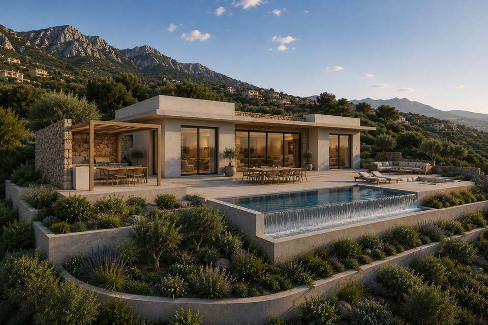Impression of Villa MELITE at THEA PANORAMA, with infinity pool and sea view