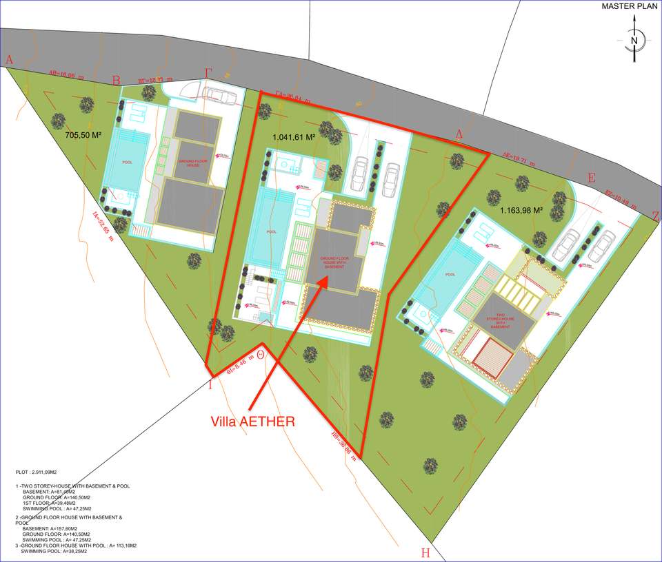 Site plan of THEA PANORAMA with Villa AETHER highlighted