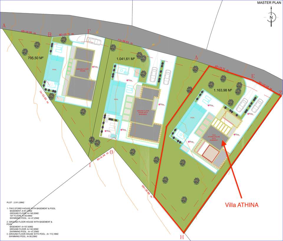 Site plan of THEA PANORAMA with Villa ATHINA highlighted