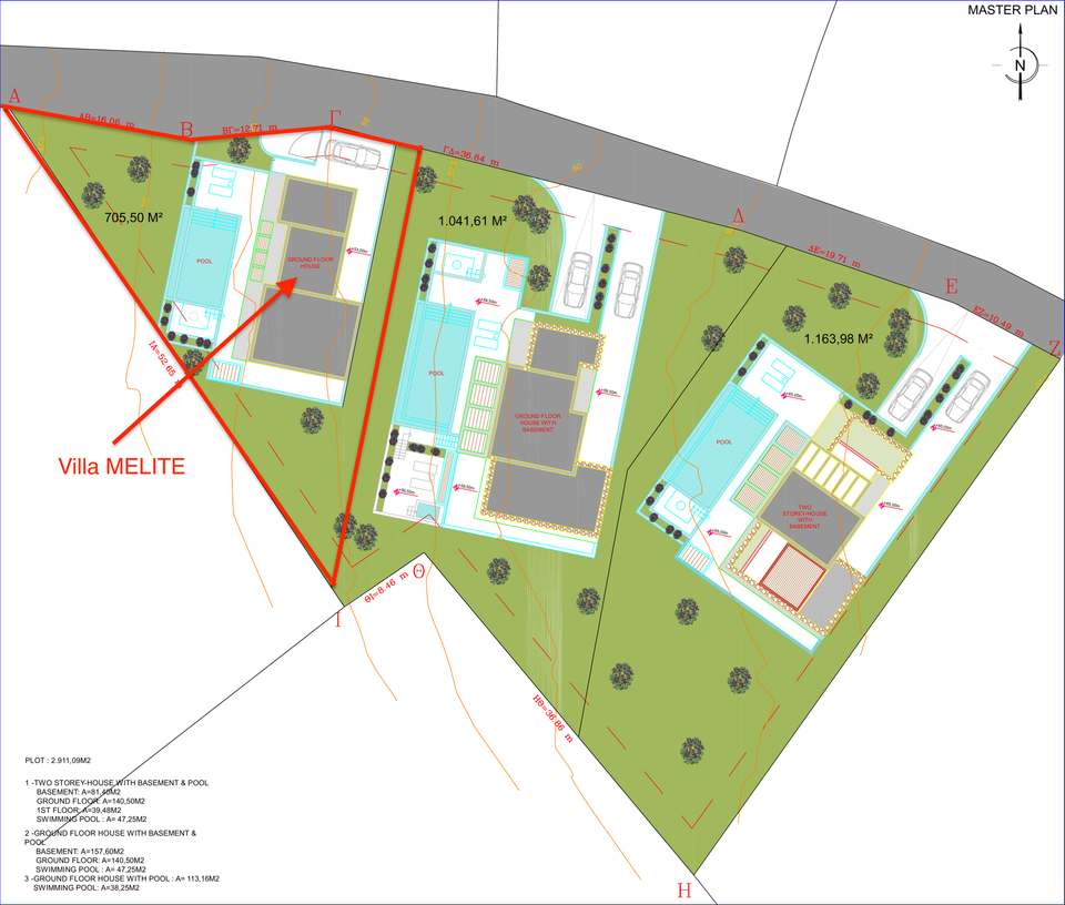 Site plan of THEA PANORAMA with Villa MELITE highlighted